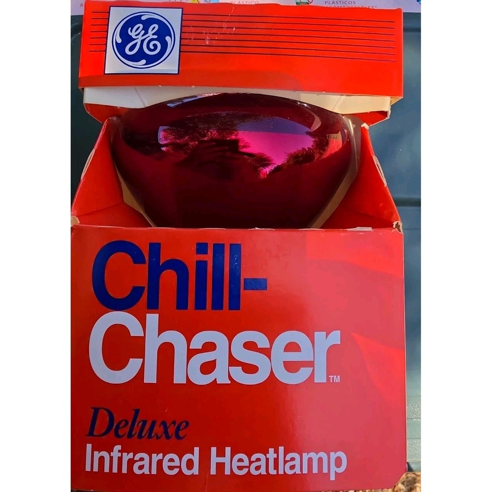 Vintage GE CHILL CHASER BR40 250R40/10 Deluxe Incandescent Heat Lamp Bulb - Red